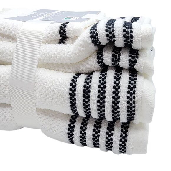 Truly Lou 6pc White Oversized Soft Cotton Towel Set 2‎ Bath 2 Hand 2 Wash - Picture 5 of 7